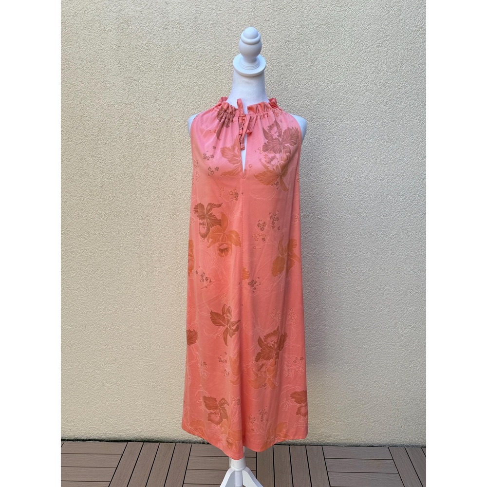 1960 self made Hawaiian style Tropical Sleeveless pink and orange lounge  Dress